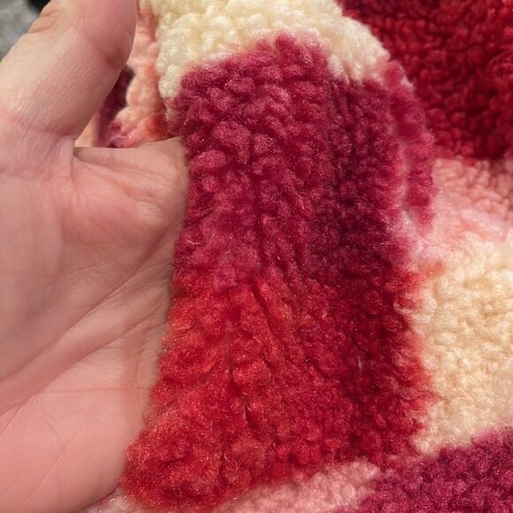 NWT Beach Riot Laurie Jacket Pink Berry Sangria Check Sherpa Button Up Sz M - Picture 11 of 11